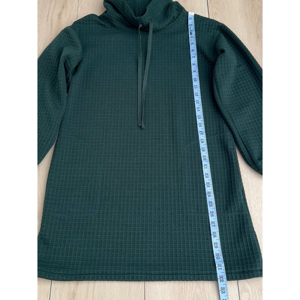 Max Studio Waffle Knit Dark Green Cowl Neck Long Sleeve Mini Dress Size Large - Picture 12 of 16